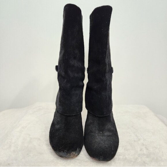 Tahari "Harper" Black Suede Leather Heeled Calf Height Boots Size 9 - Picture 4 of 11